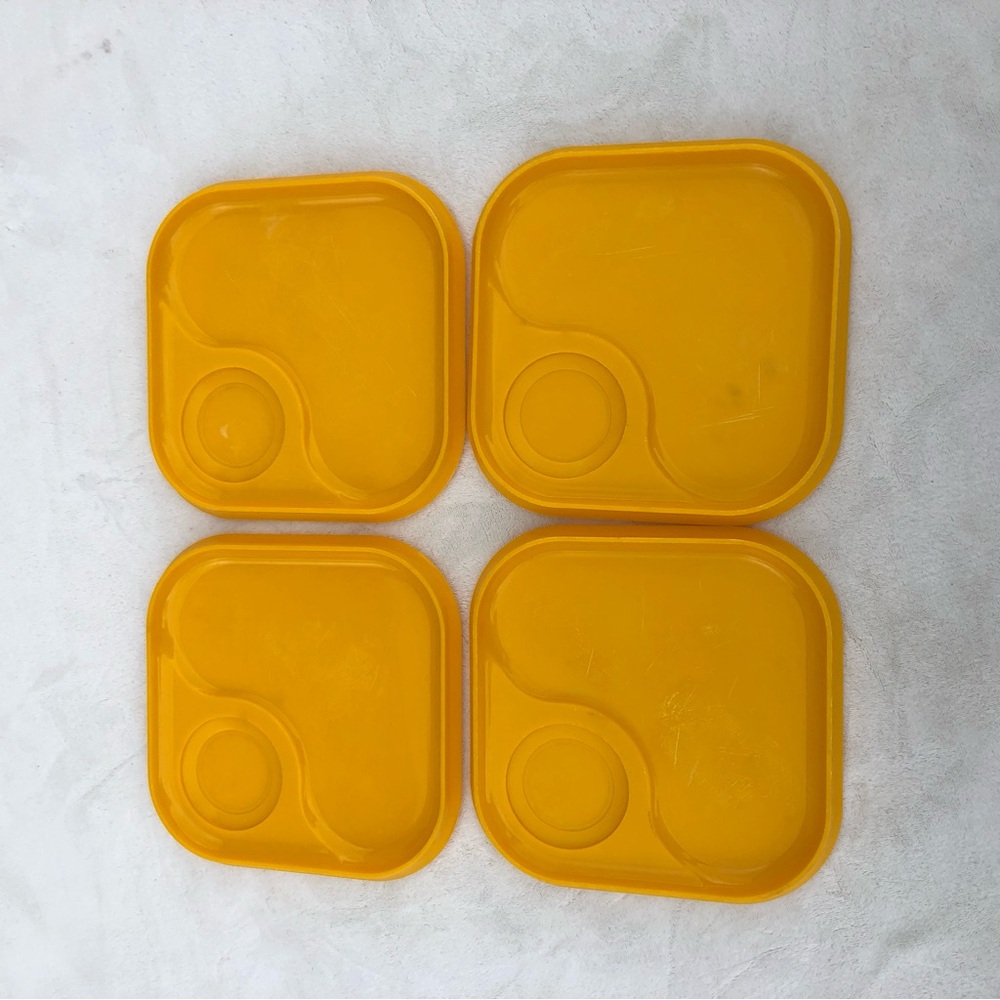 Vintage Melamine Midcentury Plates Ingrid Snax Tray Set